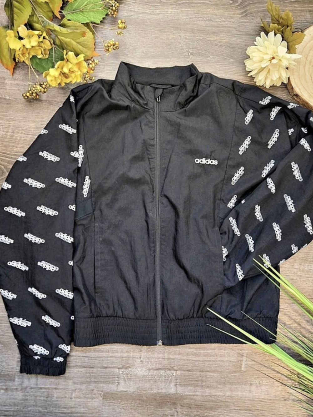 adidas Graphics Monogram Track Jacket Black Windbreaker Medium